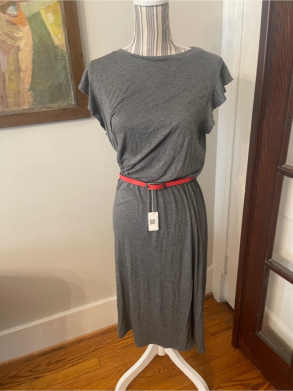 LOFT Charcoal Gray Midi Dress